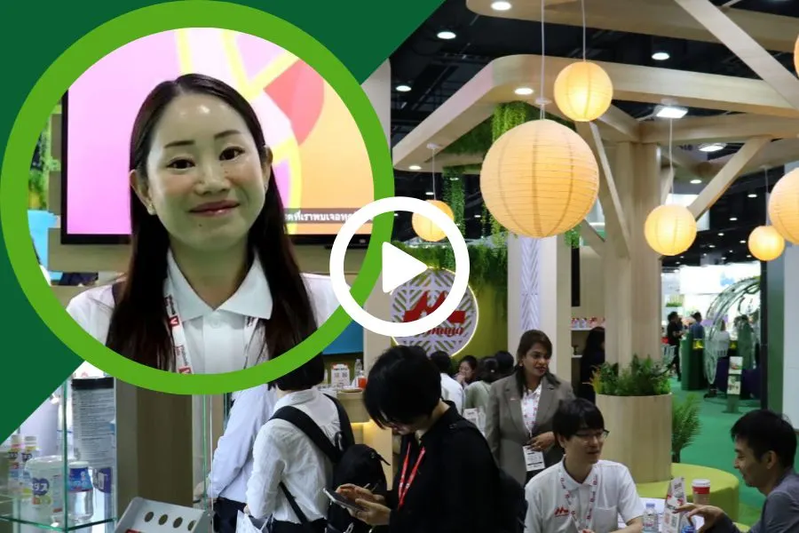 Saki Yamashita at Morinaga Milk’s stand at Vitafoods Asia 2025 in Bangkok, Thailand.